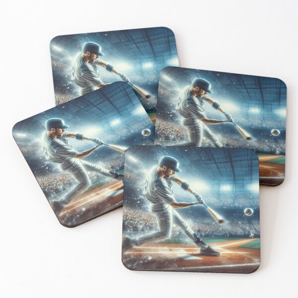 Item preview, A baseball player swings a bat under bright stadium lights, with the ball in mid-air and a crowd in the background designed and sold by homydesign.