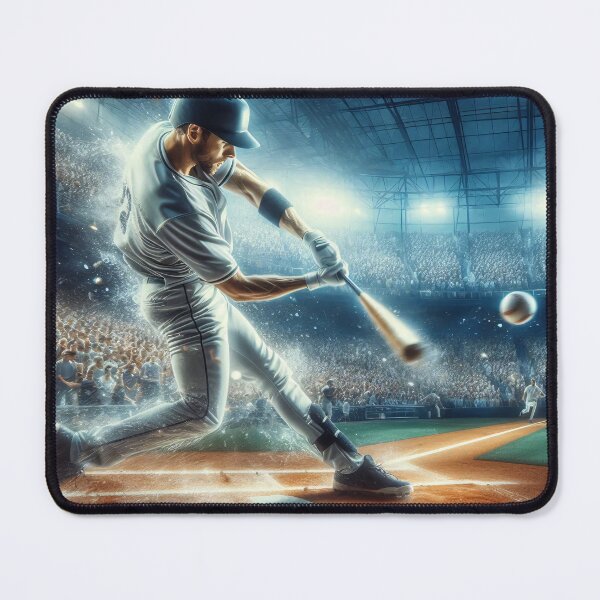 Item preview, A baseball player swings a bat under bright stadium lights, with the ball in mid-air and a crowd in the background designed and sold by homydesign.