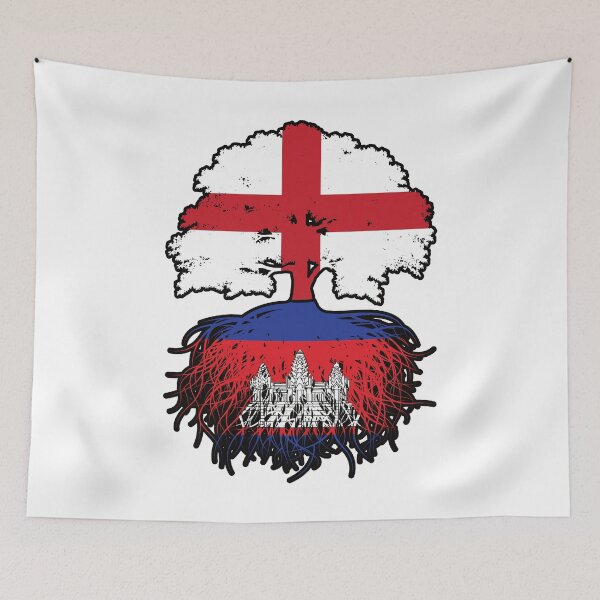Item preview, Cambodia Cambodian English England Tree Roots Flag designed and sold by FlagX.