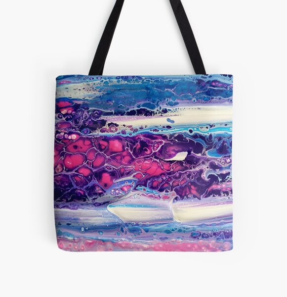 Peinture originale rose & violet Tote bag doublé