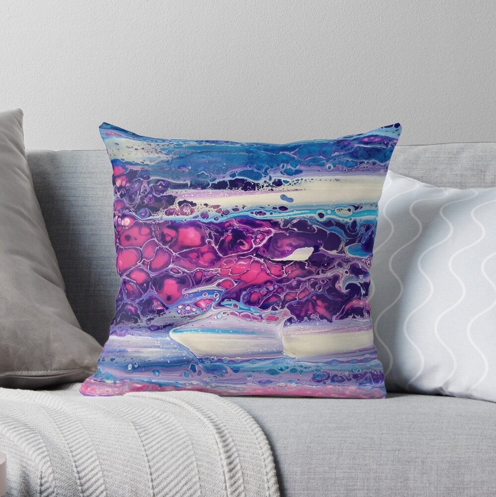 Coussin « Peinture originale rose & violet»