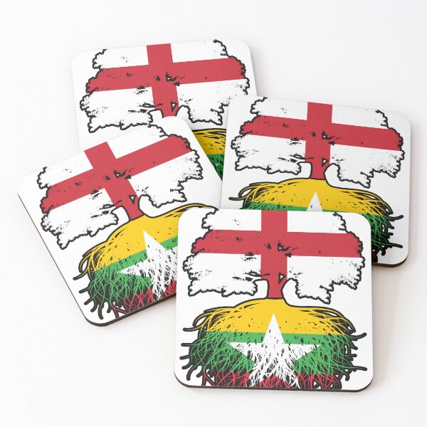 Item preview, Myanmar Burmese English England Tree Roots Flag designed and sold by FlagX.
