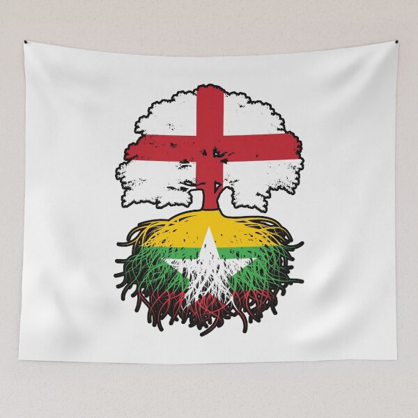 Item preview, Myanmar Burmese English England Tree Roots Flag designed and sold by FlagX.