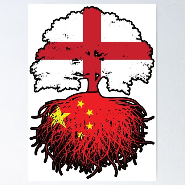 Item preview, China Chinese English England Tree Roots Flag designed and sold by FlagX.