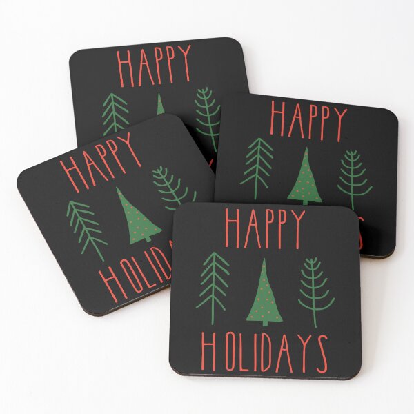 Item preview, Modern Minimalist Happy Holidays - Festive Stylized Christmas Trees - Color designed and sold by FaeryNuff.