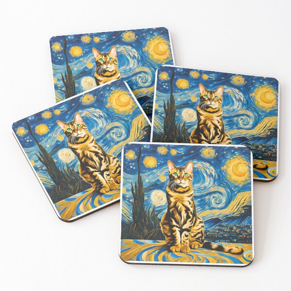 Item preview, Starry Night Bengal Cat – A Stunning Blend of Art and Elegance designed and sold by Fredster1966.
