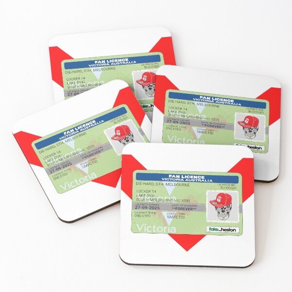 Item preview, South Melbourne Bloods Die-Hard Fan Licence designed and sold by Fake Heston’s Scribble Emporium.