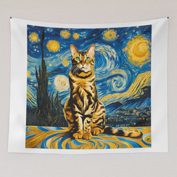 Item preview, Starry Night Bengal Cat – A Stunning Blend of Art and Elegance designed and sold by Fredster1966.