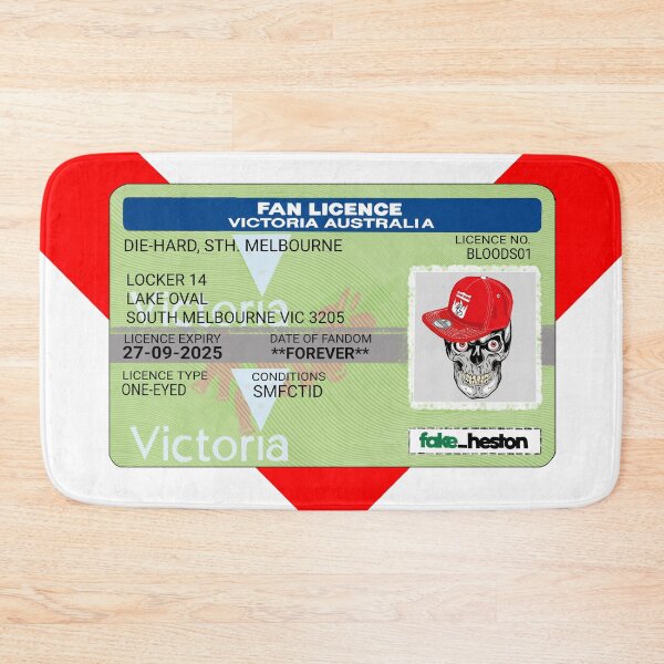 Item preview, South Melbourne Bloods Die-Hard Fan Licence designed and sold by Fake Heston’s Scribble Emporium.