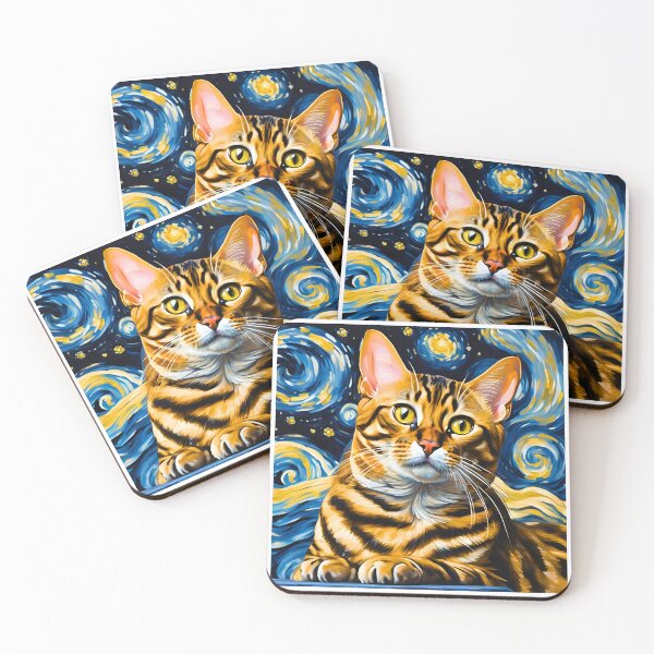 Item preview, Starry Night Bengal Cat Closeup – A Stunning Blend of Art and Elegance designed and sold by Fredster1966.