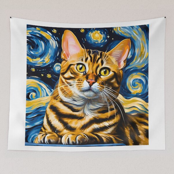 Item preview, Starry Night Bengal Cat Closeup – A Stunning Blend of Art and Elegance designed and sold by Fredster1966.