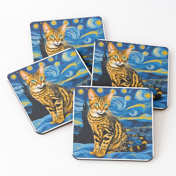 Item preview, Starry Night Savannah Cat – A Fusion of Art and Wild Elegance designed and sold by Fredster1966.