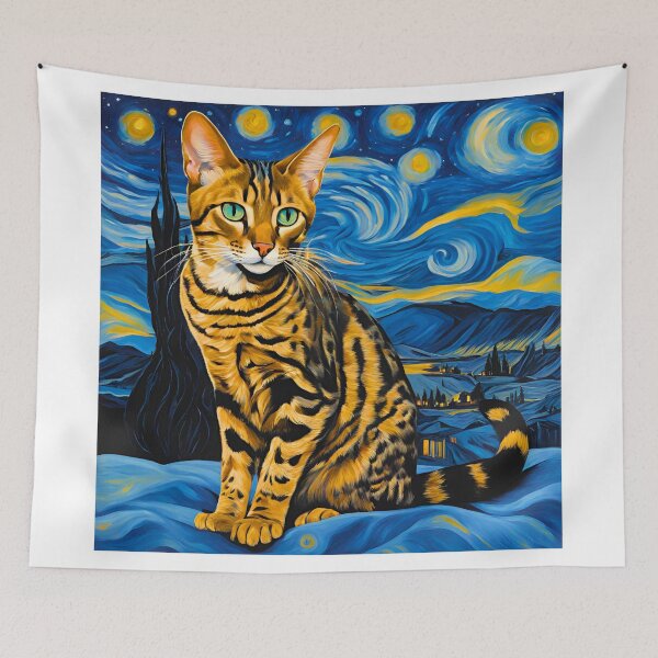 Item preview, Starry Night Savannah Cat – A Fusion of Art and Wild Elegance designed and sold by Fredster1966.