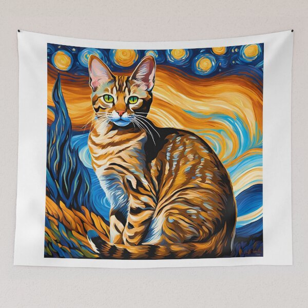 Item preview, Starry Night Ocicat Cat – Artistic Elegance Meets Feline Grace designed and sold by Fredster1966.
