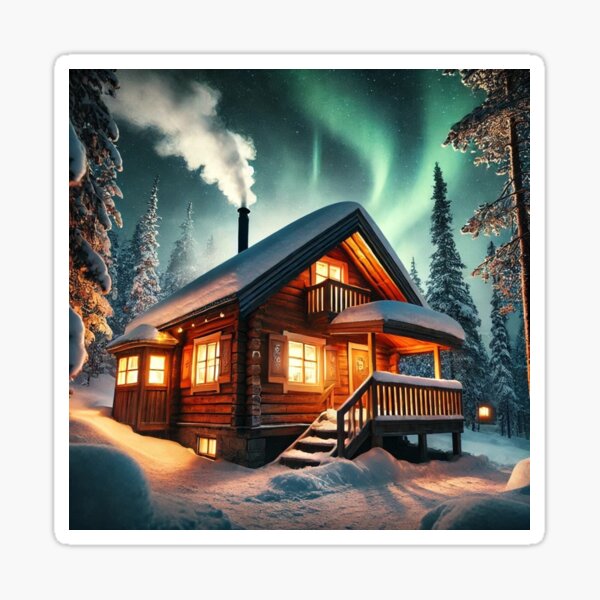 Item preview, Enchanted Cabin under the Northern Lights designed and sold by Tommandjerry.