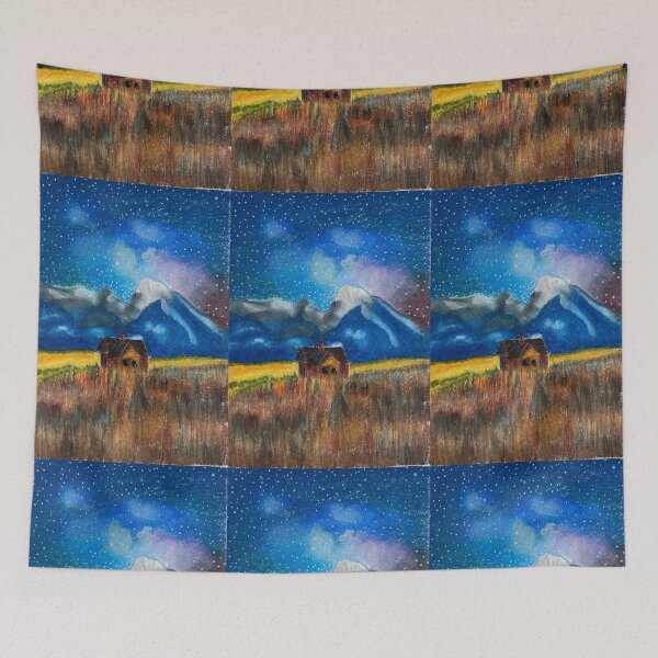 Item preview, Mountain sky on nighttime oil pastels color designed and sold by Puifai2489.