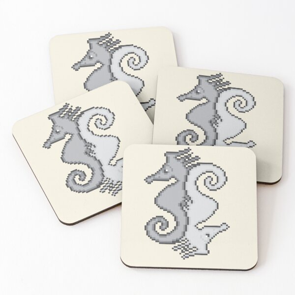 Item preview, Timeless Tessellation: Escher-Inspired Pixelated Sea Horses designed and sold by Doug0276.