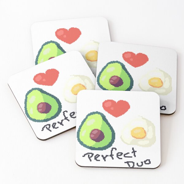Item preview, Pixel art of avocado with fried egg and a perfect duo heart designed and sold by ZerpaGiovanna.