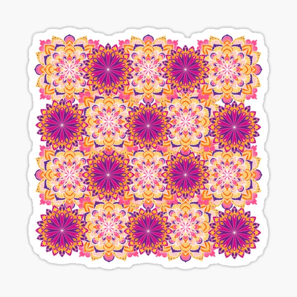 Groovy Purple and Orange Flower Patterm Sticker