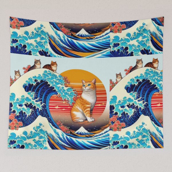 Item preview, The Great Wave off Kanagawa with cats, Mashup designed and sold by CristalleLisa.