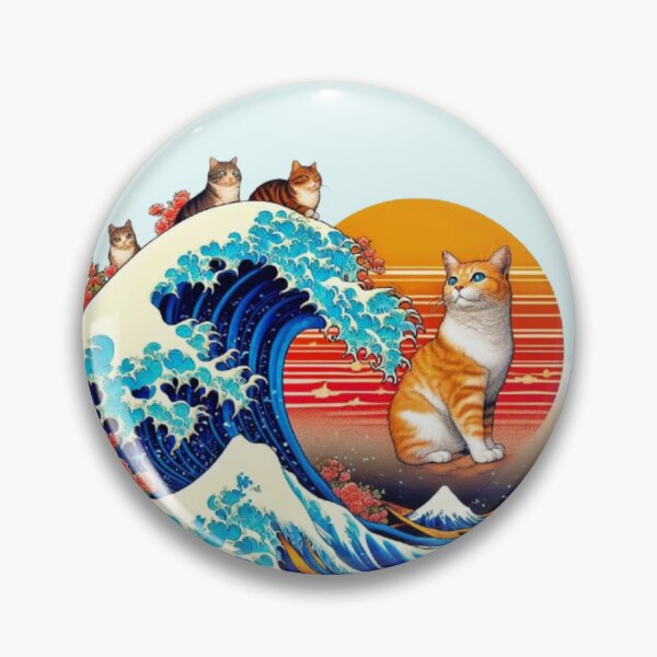 Item preview, The Great Wave off Kanagawa with cats, Mashup designed and sold by CristalleLisa.