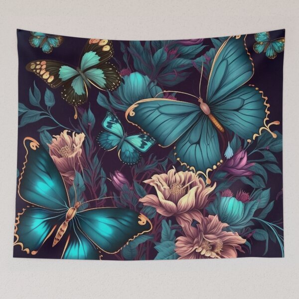 Item preview, beautiful boho butterflies with flowers print designed and sold by dcrc.