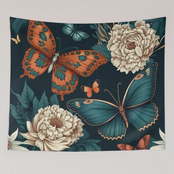Item preview, beautiful boho butterflies with flowers print designed and sold by dcrc.