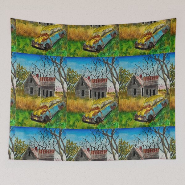 Item preview, Abandoned house & car oil pastels color  designed and sold by Puifai2489.