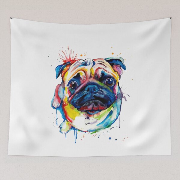 Item preview, Colorful Pug Dog Art designed and sold by doodIllustrate.