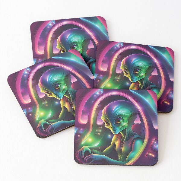 Item preview, Vibrant Neon Reminiscing Alien designed and sold by NeonDreamsBlkTs.