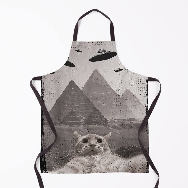 Item preview, Cat Selfie at the Pyramids - Funny Vintage UFO Encounter - Ancient Aliens Cat Meme designed and sold by Bongocomic.