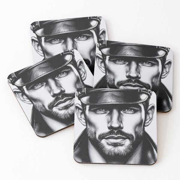 Item preview, 1940 Moustached Leather Biker Berlin German Tom of Finland Tribute Gay Pride Graphic Design designed and sold by ItsAKinkThing.