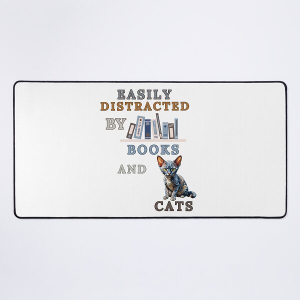 Item preview, Easily Distracted By Books And Cats  - Devon Rex cat designed and sold by Wiss2Arts.