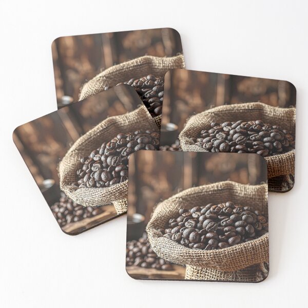 Item preview, Freshly Roasted Coffee Beans in Burlap Sack on Rustic Wooden. designed and sold by CheerForGoods.