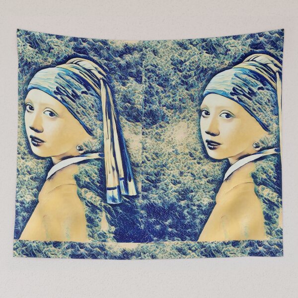 Item preview, Girl with a Pearl Earring and The Great Wave off Kanagawa Mashup designed and sold by CristalleLisa.