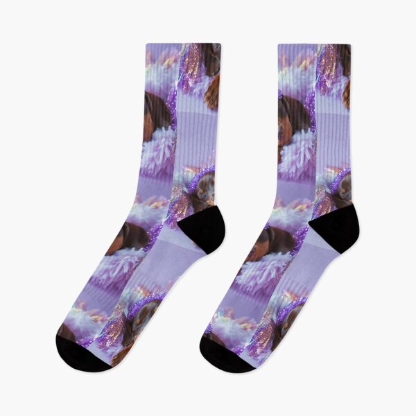 Item preview,  dachshund Puppy sleeping, purple color, glitter aesthetic  designed and sold by Lala and Jull.