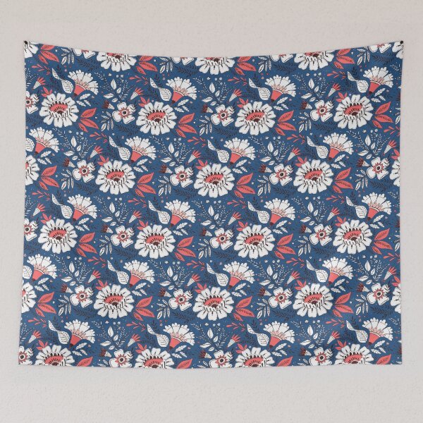 Item preview, coral navy boho floral designed and sold by Michelle doran.