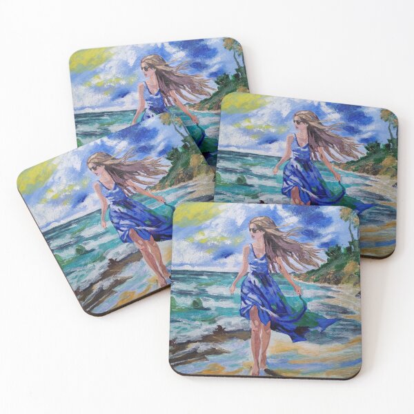 Item preview, breeze, girl, sea, shore, beach designed and sold by DonnaBlankaArt.