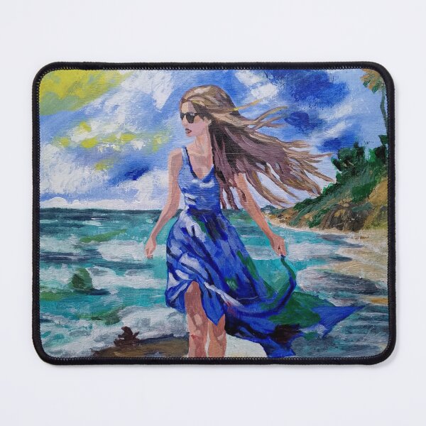 Item preview, breeze, girl, sea, shore, beach designed and sold by DonnaBlankaArt.