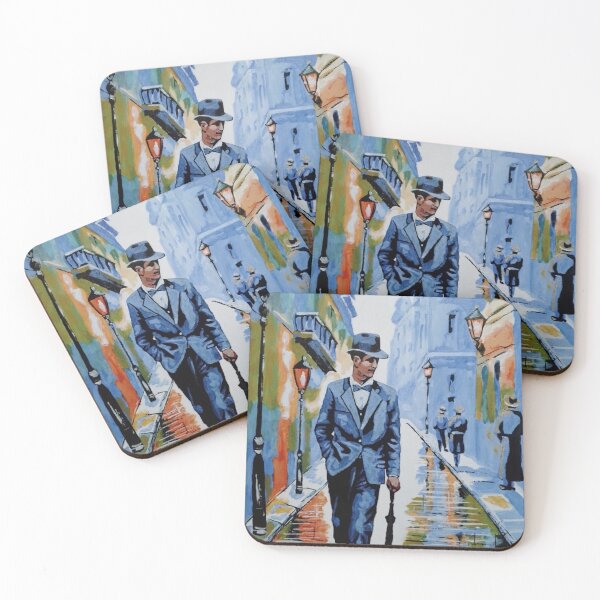 Item preview, man, umbrella, city, street designed and sold by DonnaBlankaArt.