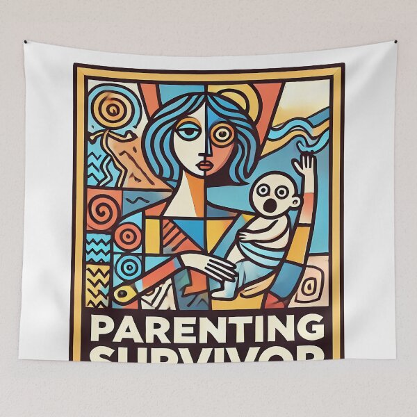 Item preview, Parenting Survivor – Minimalist Cubism Art T-Shirt designed and sold by OzzFrequency.