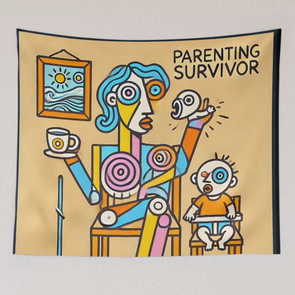Item preview, Parenting Survivor – Minimalist Cubism Art T-Shirt designed and sold by OzzFrequency.