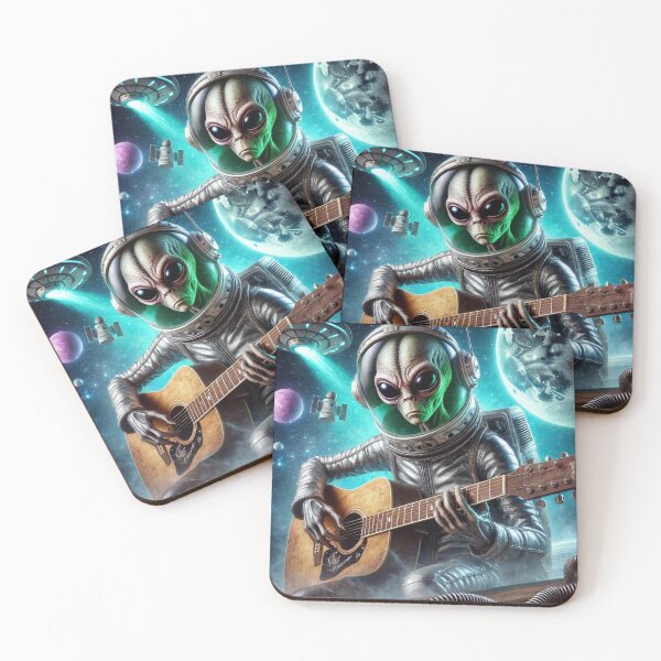 Item preview, Alien playing guitar in space designed and sold by Dogandesighn.