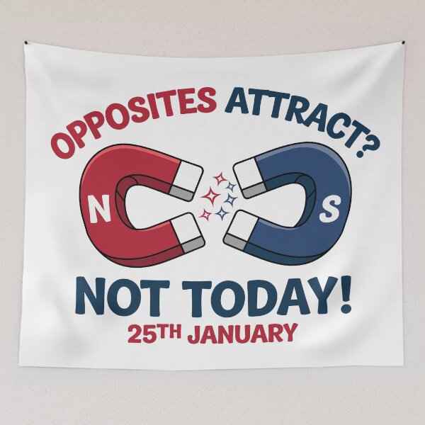 Item preview, "Opposites Attract? Not Today!" Fun Magnet Cartoon for Opposites Day designed and sold by JPees.
