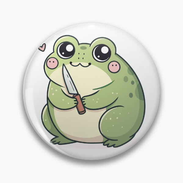 Item preview, Threatening stabby Frog Aura with a knife Sticker designed and sold by TheArtOfRanda.