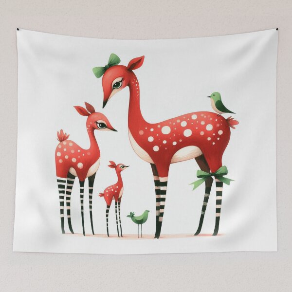 Item preview, A whimsical illustration of adorable red antelopes designed and sold by Beyondnote-Art.