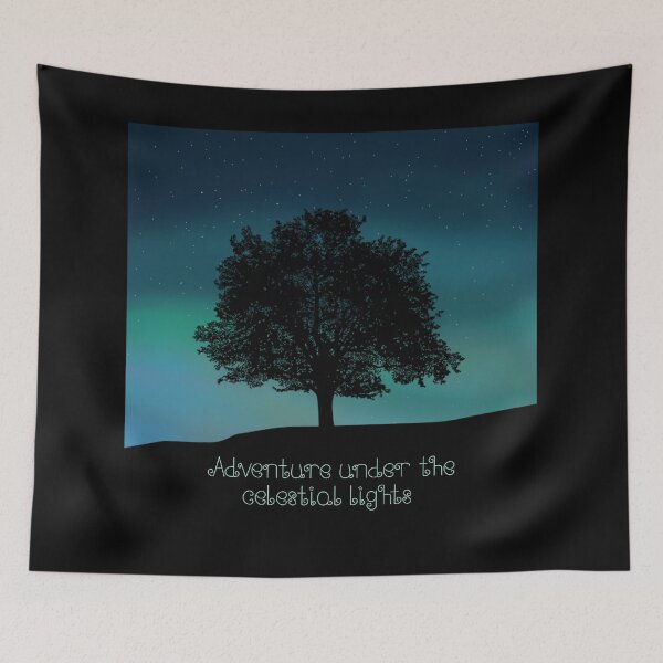 Item preview, Adventure under the celestial lights. Northern Lights, Tree, stars designed and sold by Scat the cat.