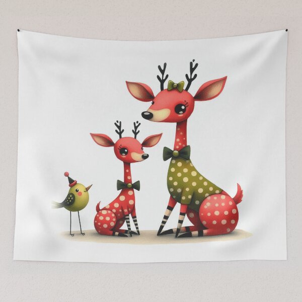 Item preview, A whimsical illustration of adorable red antelopes designed and sold by Beyondnote-Art.