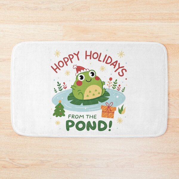 Item preview, Hoppy Holidays from the Pond - Cute Frog Christmas Design designed and sold by TheArtOfRanda.
