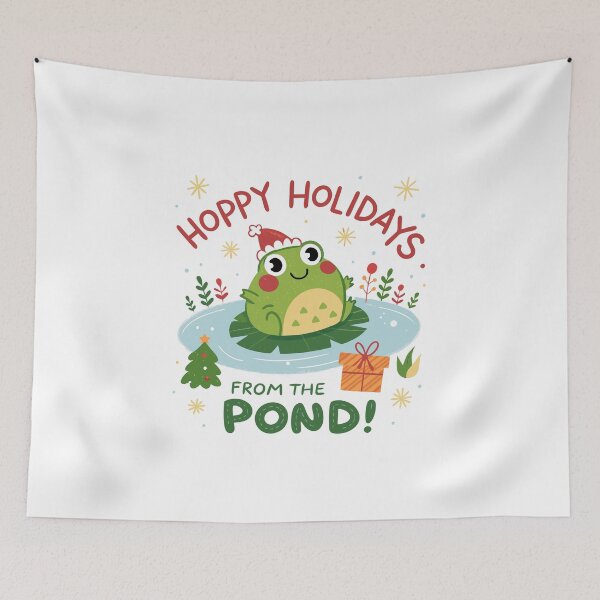 Item preview, Hoppy Holidays from the Pond - Cute Frog Christmas Design designed and sold by TheArtOfRanda.